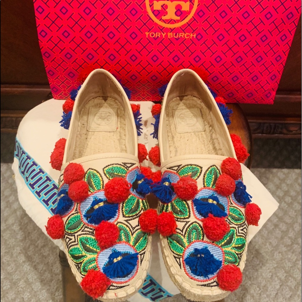 Tory Burch “Pom Pom” Espadrilles